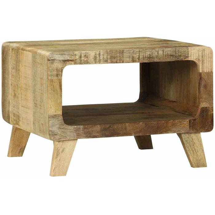 Mesa de café 50 x 50 x 35 cm madera maciza de mango rugosa