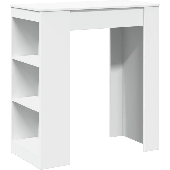 Mesa auxiliar multifunción con estantes en madera de ingeniería blanca dec036358