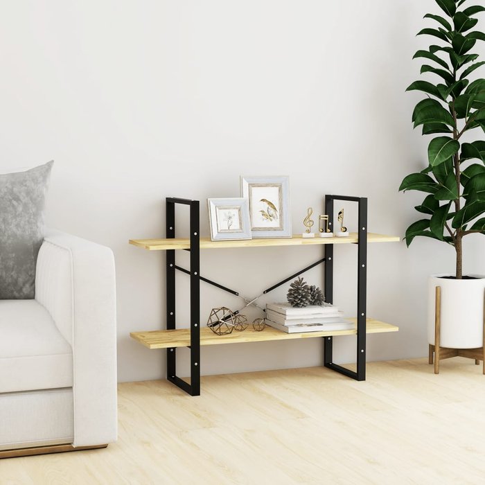 Librería 2 niveles 100x30x70 cm madera maciza de pino