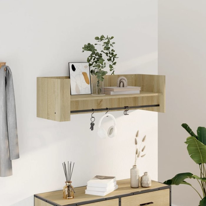 Estante de pared de roble sonoma 100x35x30,5 cm madera contrachapada