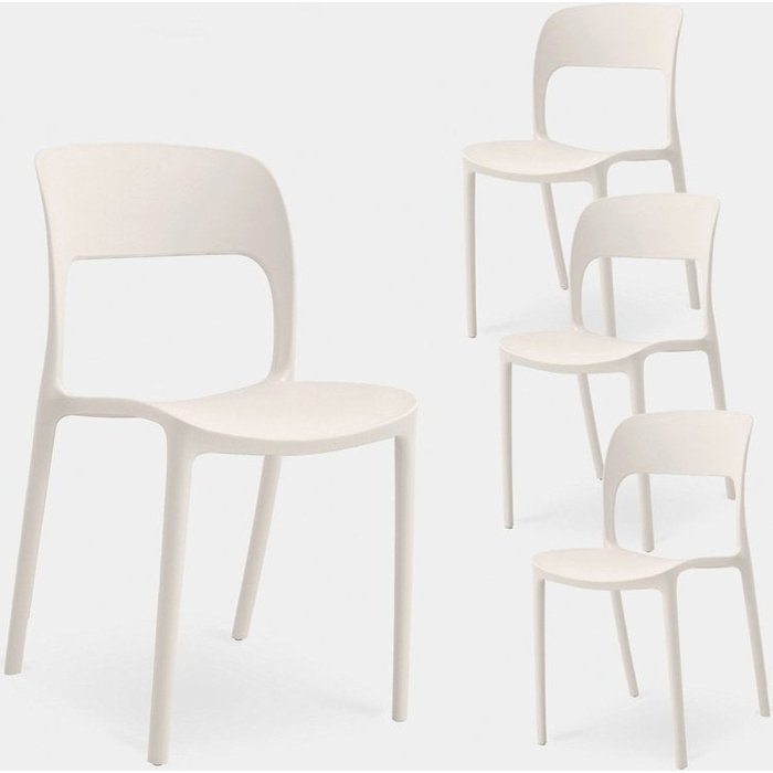 Packs 4 sillas polipropileno beige 46 x 83 cm