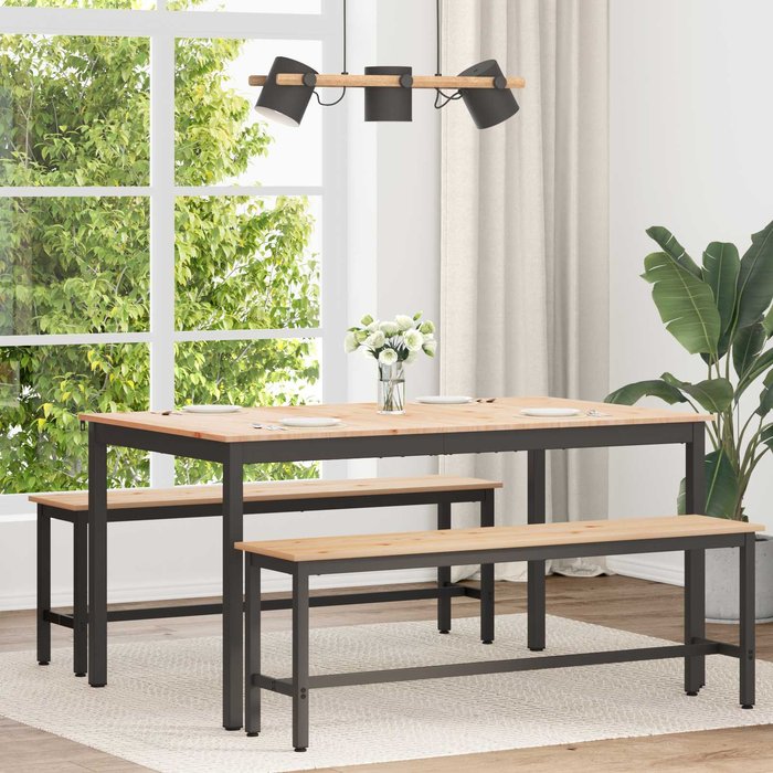 Mesa de comedor natural 150 x 90 x 75 cm madera de pino macizo vidaxl