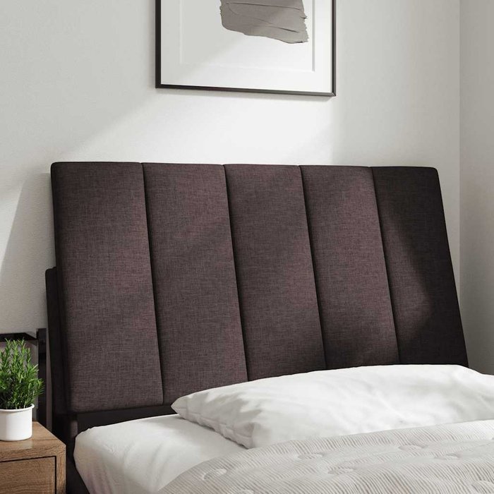 Cabecero de cama acolchado tela marrón oscuro 90 cm - comfortxl