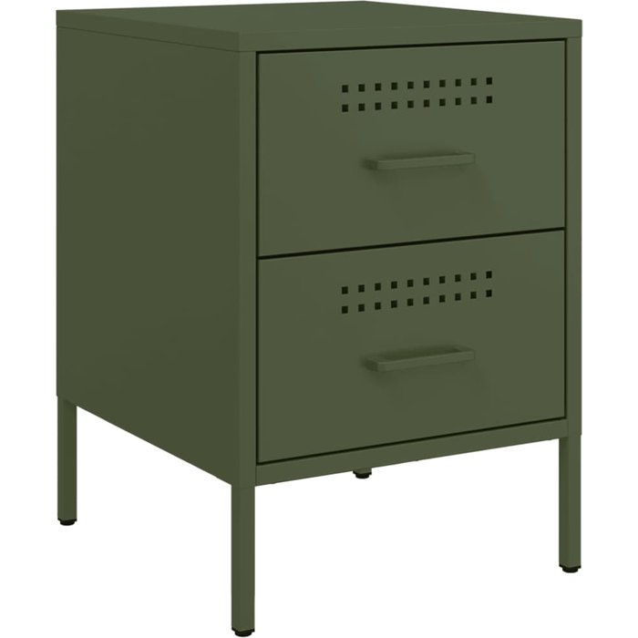 Mesita de noche,mesilla de noche de acero verde oliva 36x39x50,5 cm cfw888534