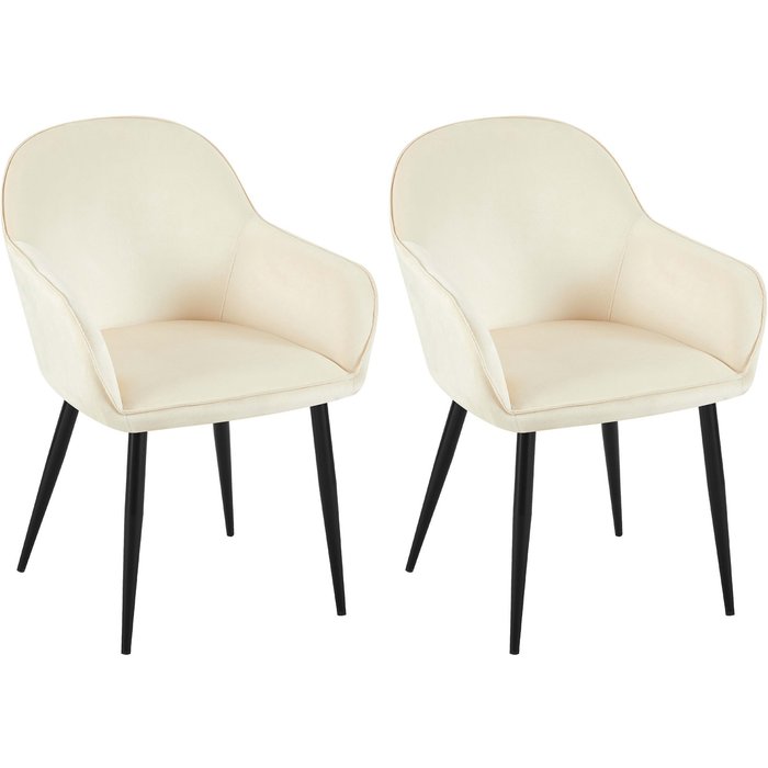 Juego de 2 sillas de comedor de terciopelo color crema boise