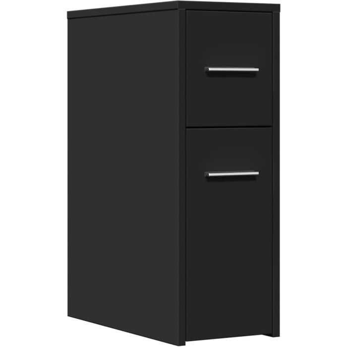 Armario de ba?o estrecho con ruedas madera de ingeniería negro - comfortxl