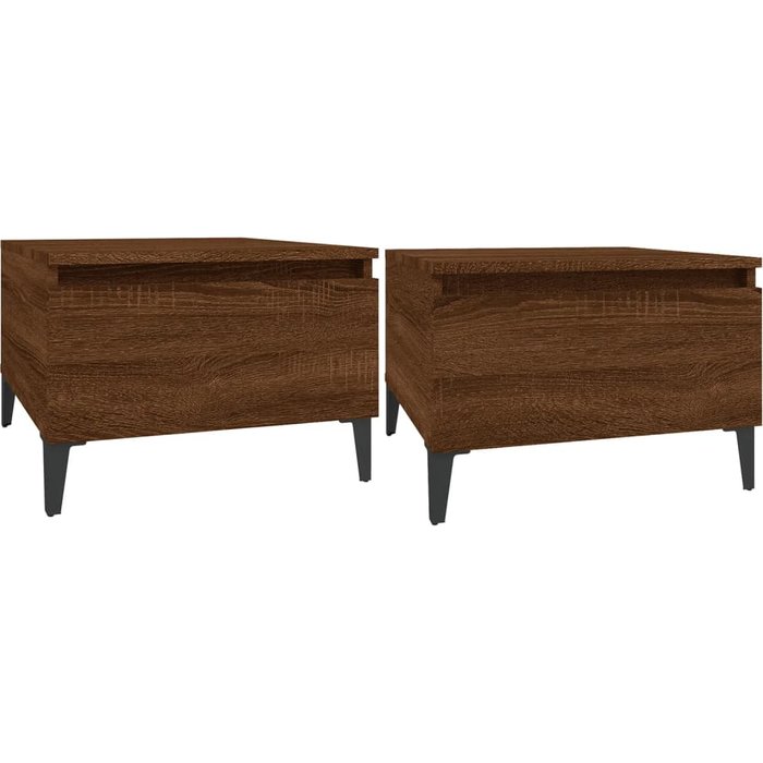Mesas auxiliares 2 uds contrachapada roble marrón 50x46x35 cm - comfortxl