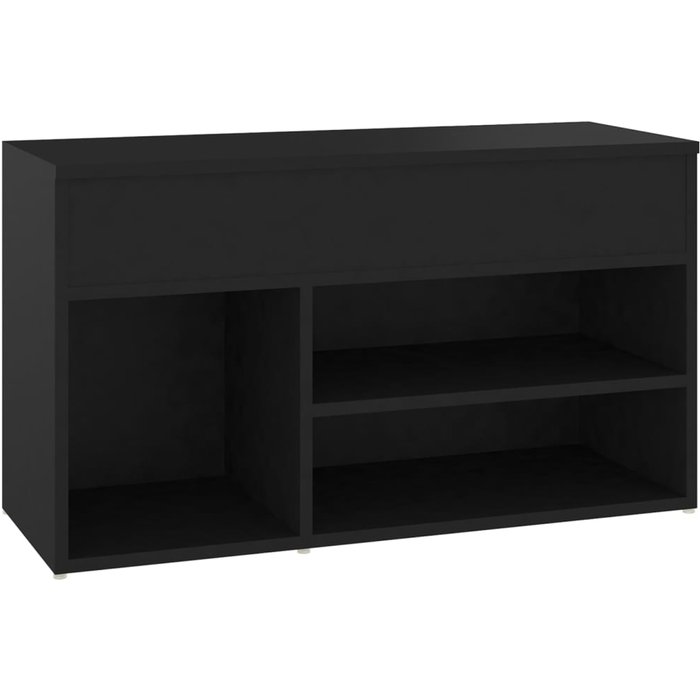 Banco zapatero de madera compuesta negra 80x30x45 cm - comfortxl