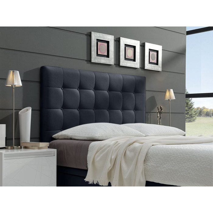 Cabecero cama canadá button tapizado polipiel primera calidad negro 90*70