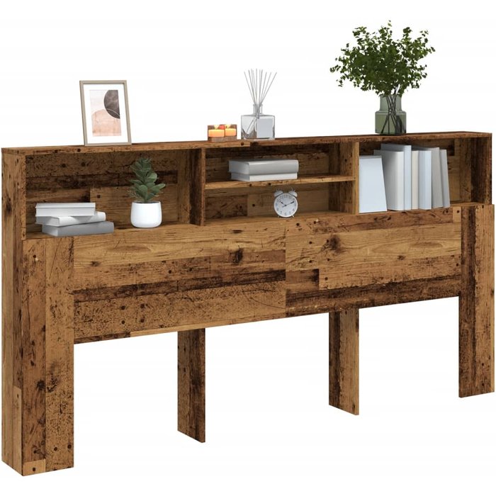 Cabecero armario madera ingeniería envejecida 200x19x103,5 cm