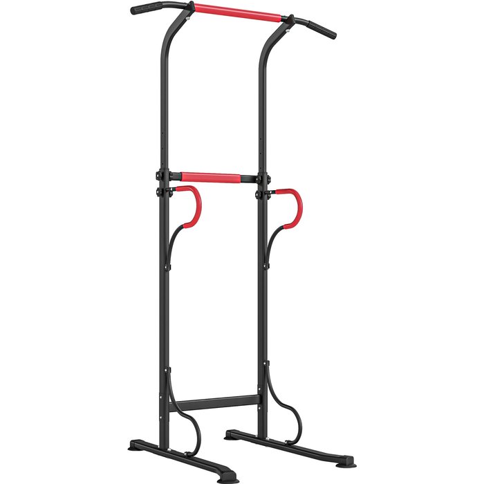 Barra de dominadas homcom acero, pp negro y rojo 98x84x219 cm a91-105