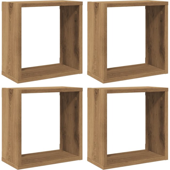 Estantes cubo de pared 4 uds madera roble artisan 30x15x30 cm - comfortxl