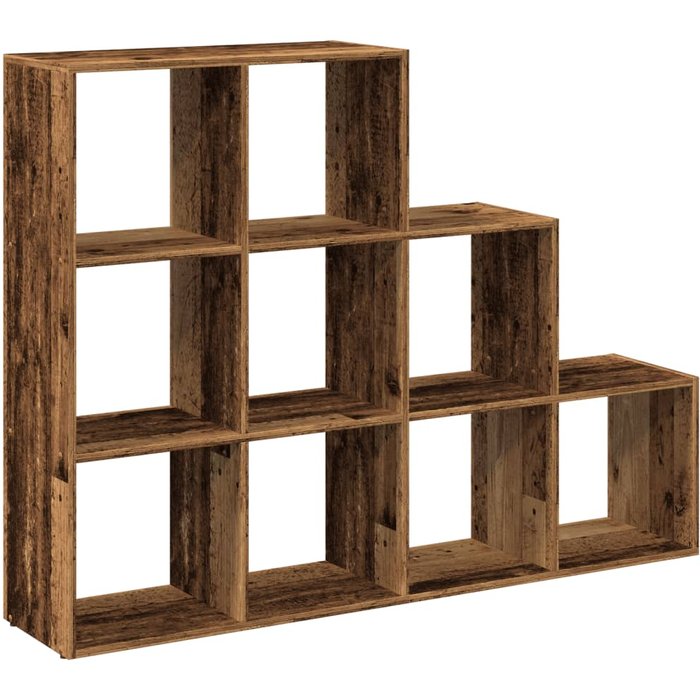 Librería divisora 3 niveles madera envejecida 137,5x29x103,5 cm – comfortxl
