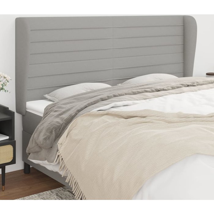 Cabecero con orejas de tela gris claro 203x23x118/128 cm vidaxl