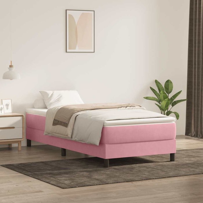 Maison exclusive - cama box spring sin colchón rosa terciopelo 80x220 cm