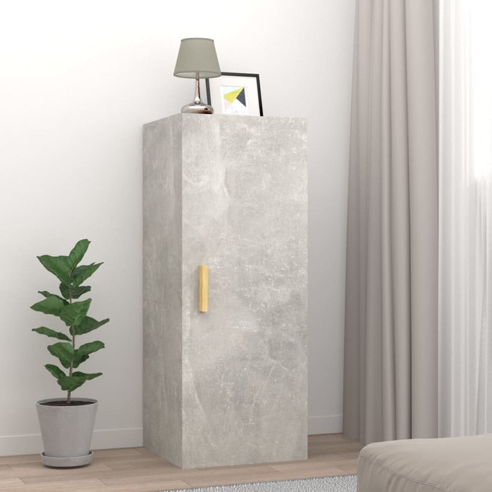 Armario de pared contrachapada gris hormigón 34,5x34x90 cm- comfortxl