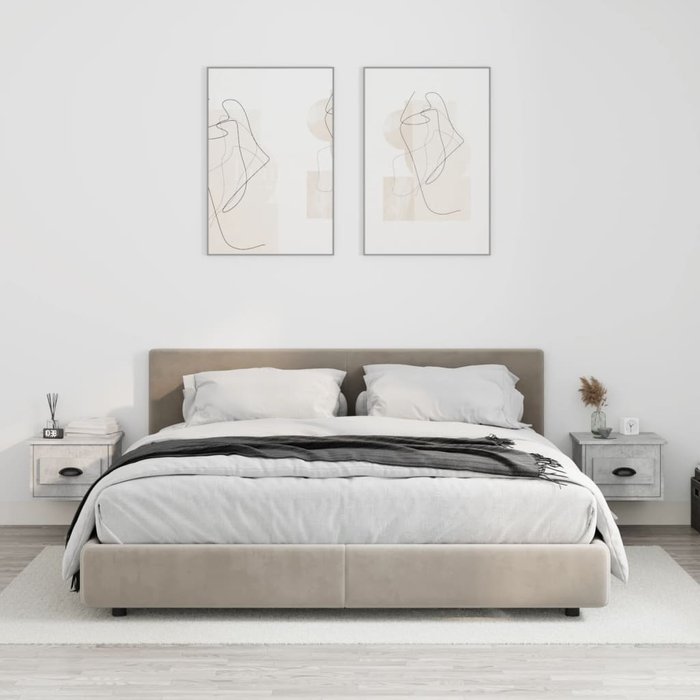 Mesita de noche de pared 2 uds color gris hormigón 41,5x36x28cm - comfortxl