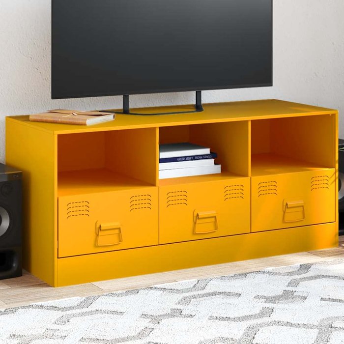 Mueble para tv de acero amarillo mostaza 99x39x44 cm vidaxl