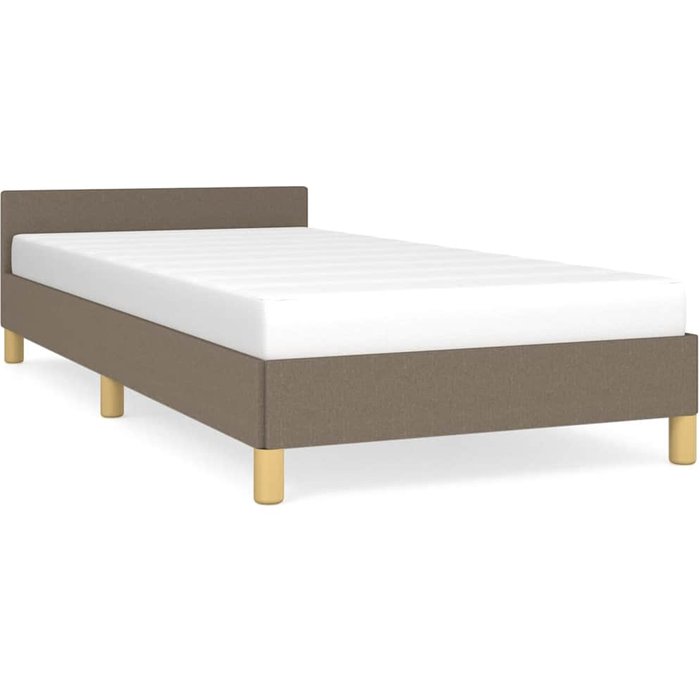 Estructura de cama con cabecero sin colchón tela taupe 90x190cm — comfortxl