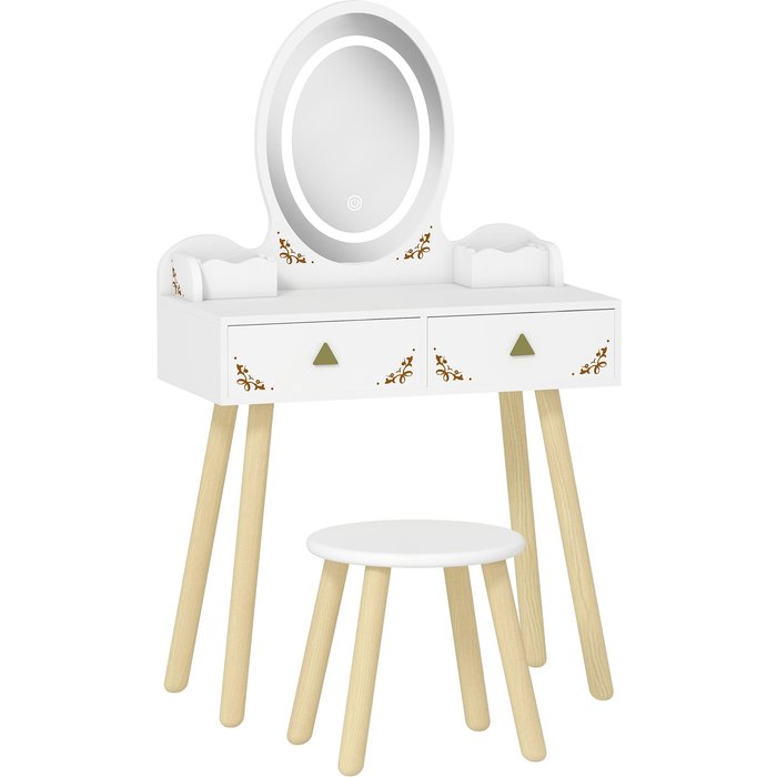 Tocador infantil aiyaplay mdf, madera de pino blanco 60x30x99.3 cm 316-028v80wt