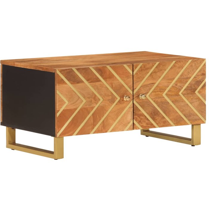 Mesa de centro madera maciza de mango negro marrón 80x50x40 cm - comfortxl