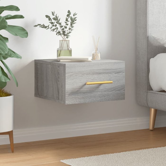 Maison exclusive - mesita de noche de pared color gris sonoma 35x35x20 cm