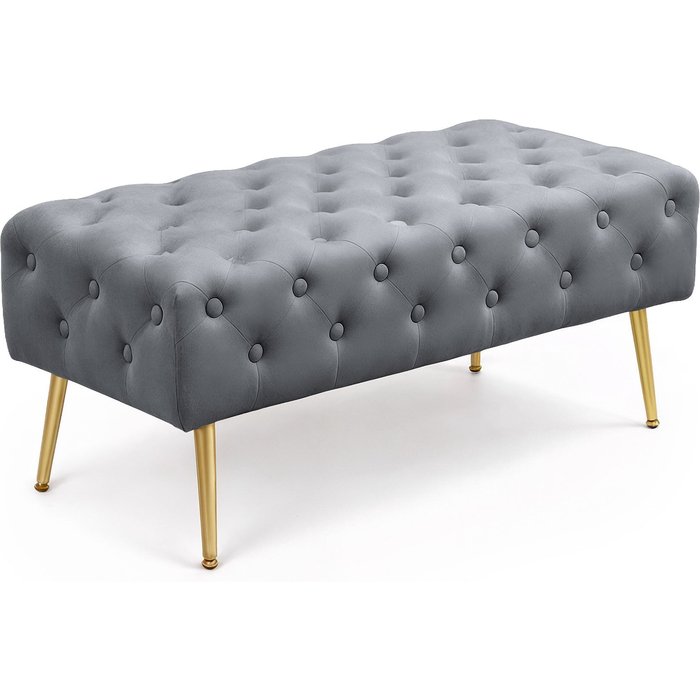 Banco acolchado en terciopelo capitoné 100 cm monaco gris oscuro