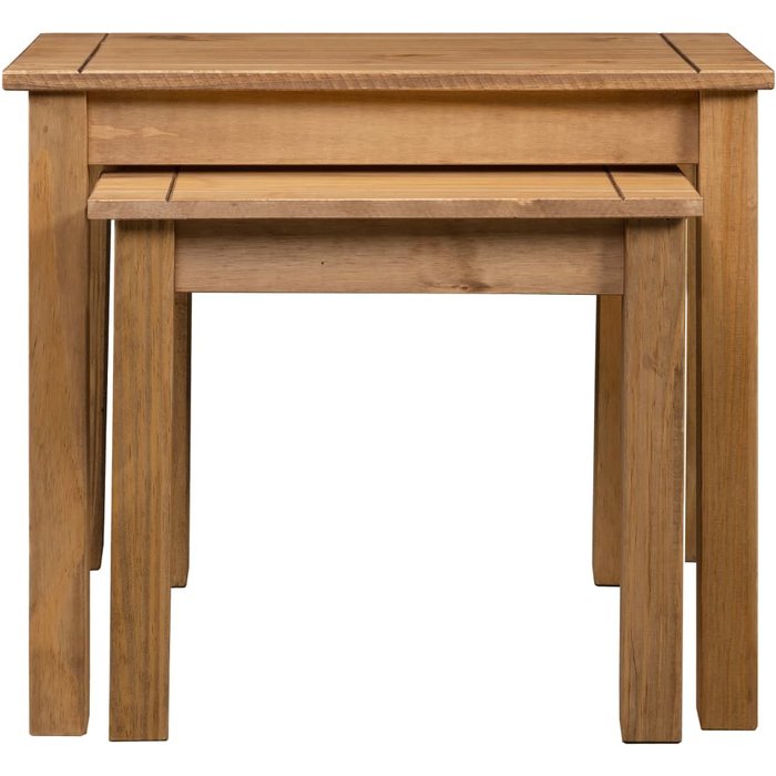 Mesas apilables 2 unidades madera maciza de pino panama range - comfortxl