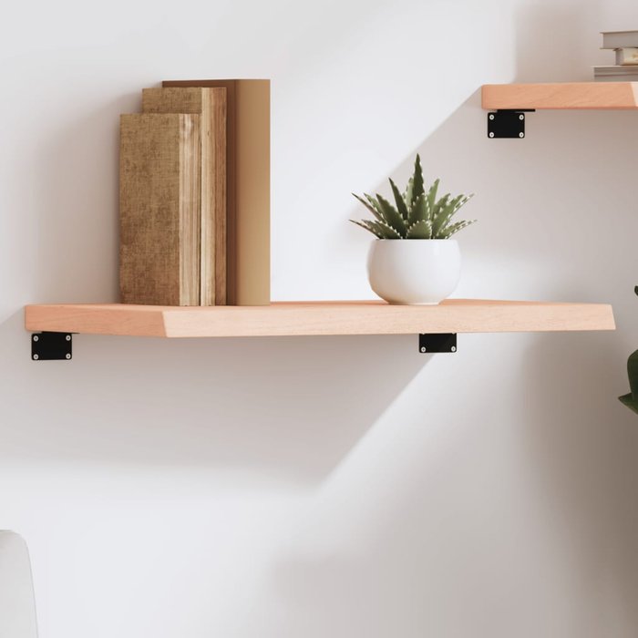 Estantería de pared de 60x30x(2-4) cm de madera maciza de roble sin tratar.