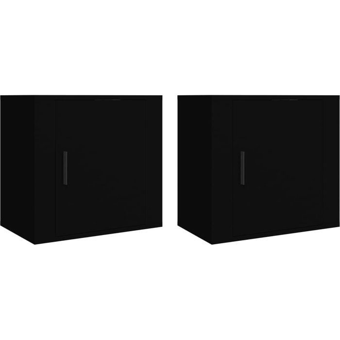 Mesitas de noche de pared 2 uds negro 50x30x47 cm