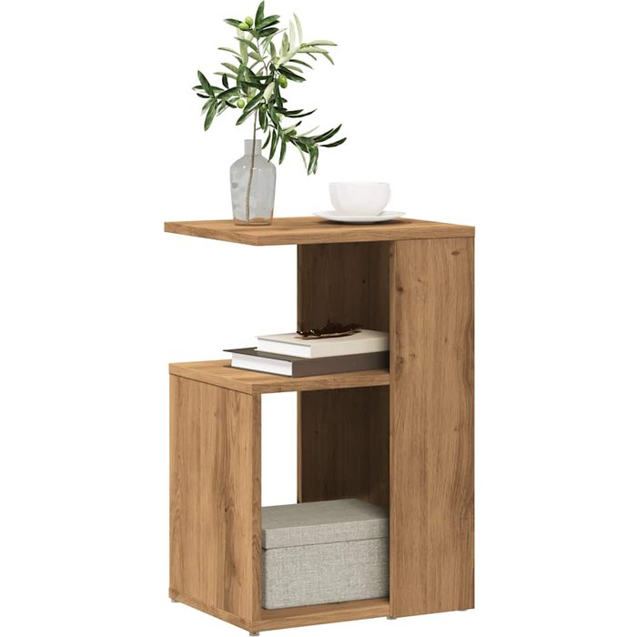 Mesa auxiliar artesanal de roble 36x30x56 cm de madera de contrachapada