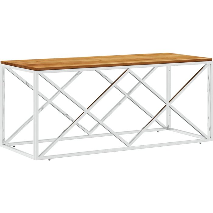 Mesa de centro acero inoxidable y madera maciza de acacia - comfortxl