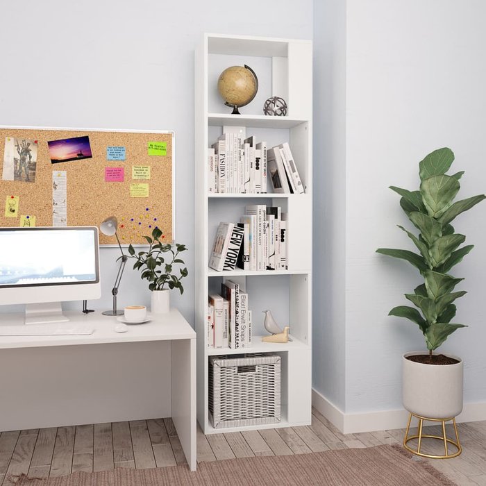 Librería/separador de ambientes aglomerado blanco 45x24x159 cm