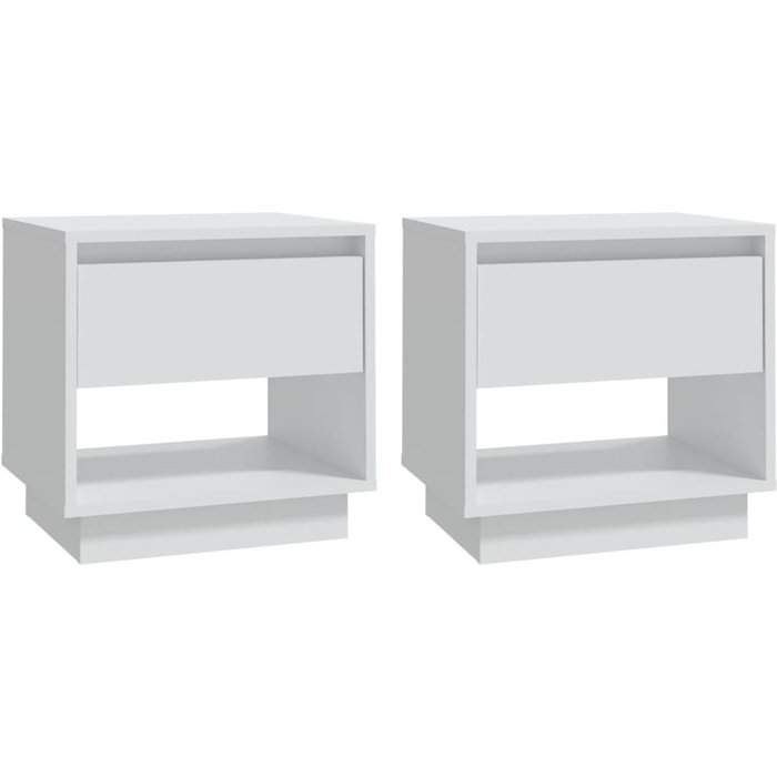 Mesitas de noche 2 uds aglomerado blanco 45x34x44 cm
