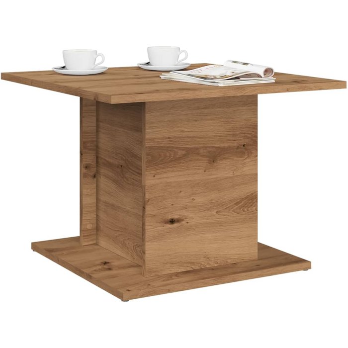 Mesa de centro artesanal de roble 55,5x55,5x40 cm de madera de contrachapada