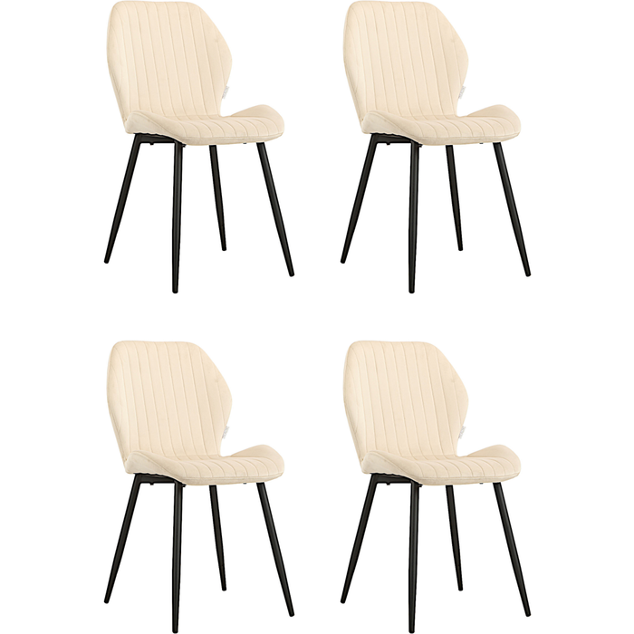 Pack 4 sillas de comedor molly beige tejido velour con patas de metal negro