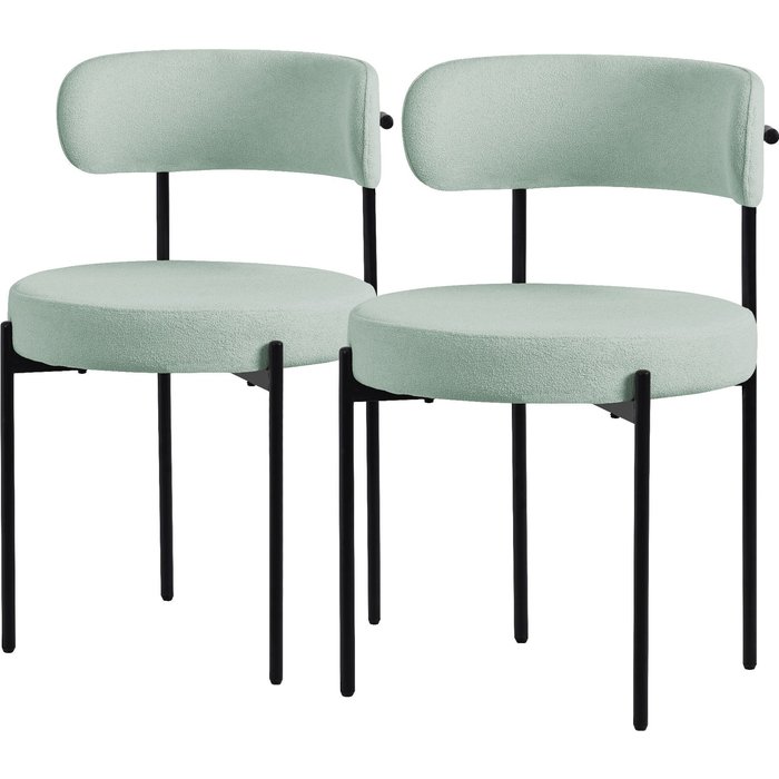 Set 2x sillas de comedor tejido teddy verde de terciopelo ergonómico moderno