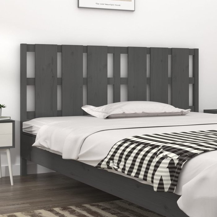 Cabecero gris 165,5x4x100 cm madera maciza de pino
