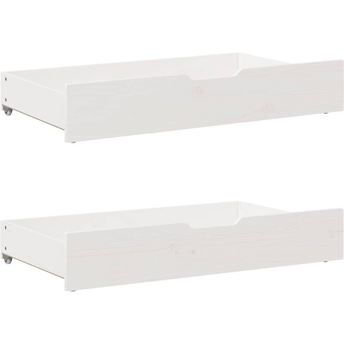 Cajones debajo de la cama 2 piezas madera de pino maciza blanco 90x55x16 cm