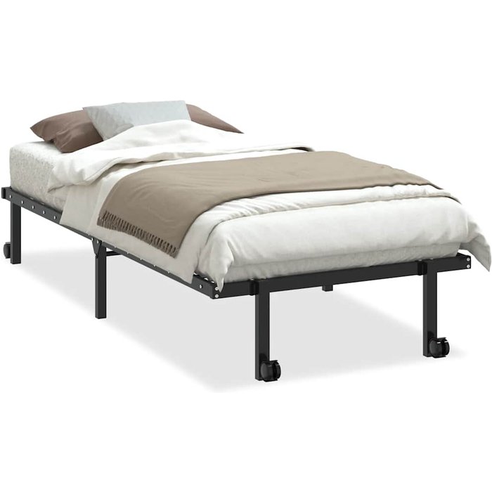 Estructura de cama sin colchón plegable negro acero 90x190 cm — comfortxl