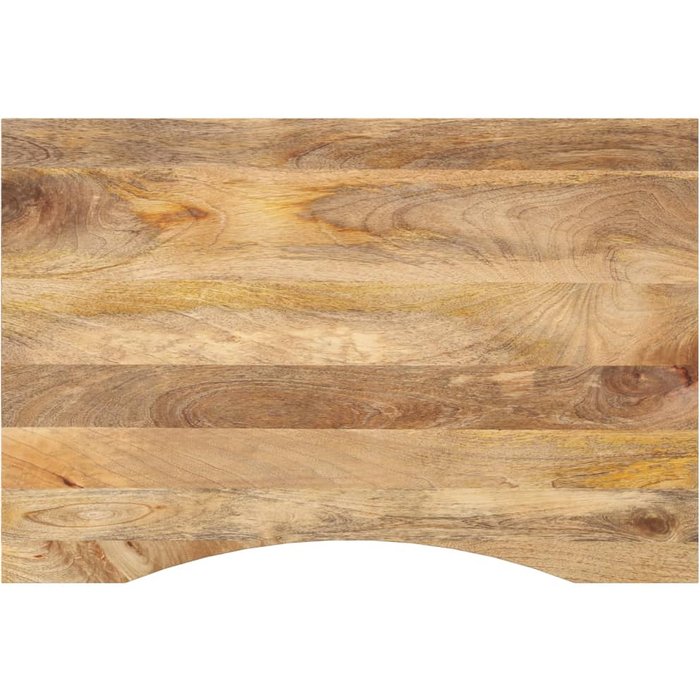 Tablero de escritorio curvo, 100x50x2,5 cm, madera maciza de mango sin acabado.