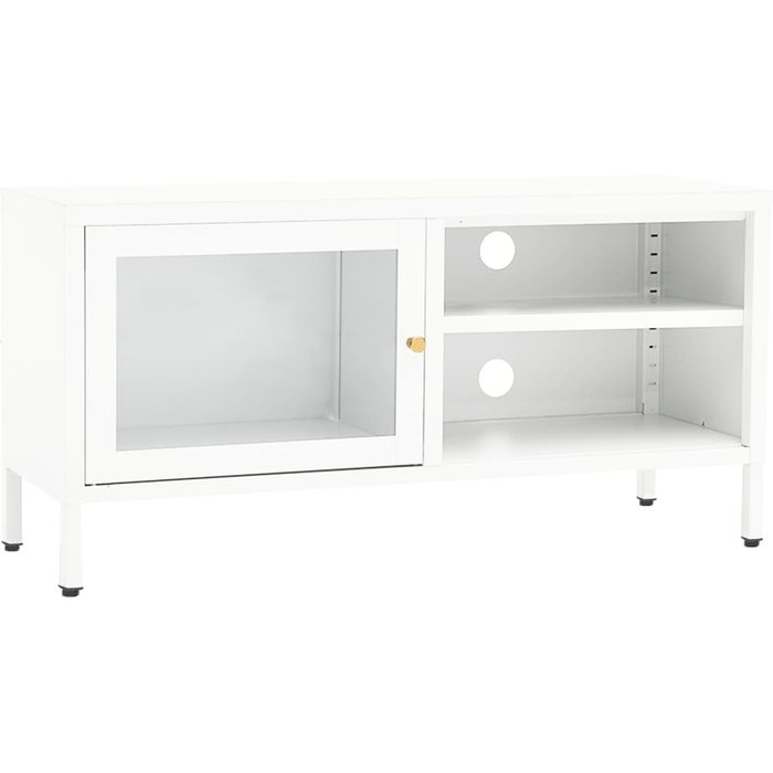 Mueble para el televisor acero y vidrio blanco 90x30x44 cm - comfortxl