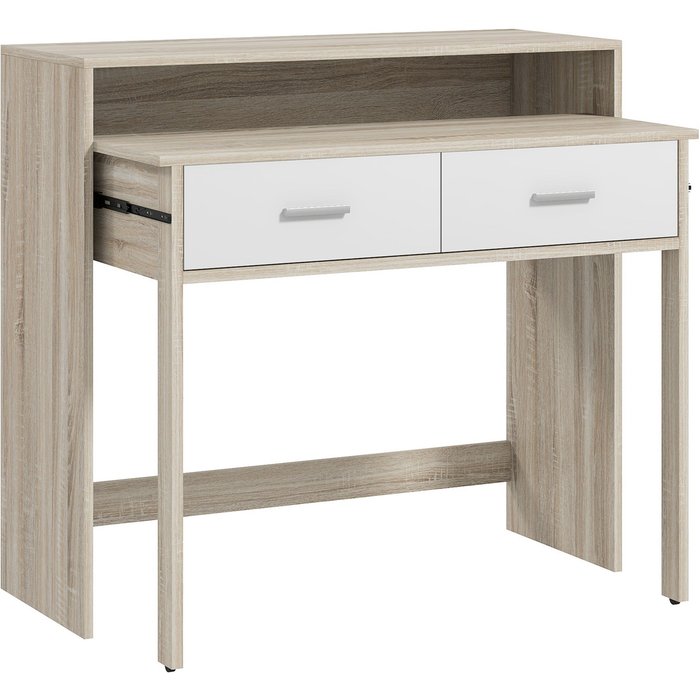 Mesa consola homcom melamina de madera roble 95x35x87 cm 837-486v00ak