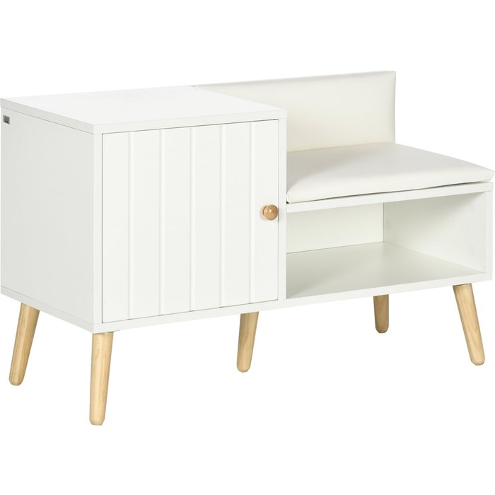 Banco zapatero blanco con cojín 80x33x49cm - capacidad 4 pares