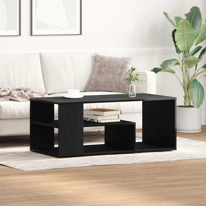 Mesa de café roble negro 100 x 50 x 40 cm madera contrachapada