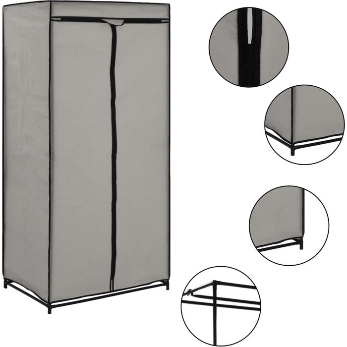 2 uds armario | guardarropas gris 75x50x160 cm cfw53753