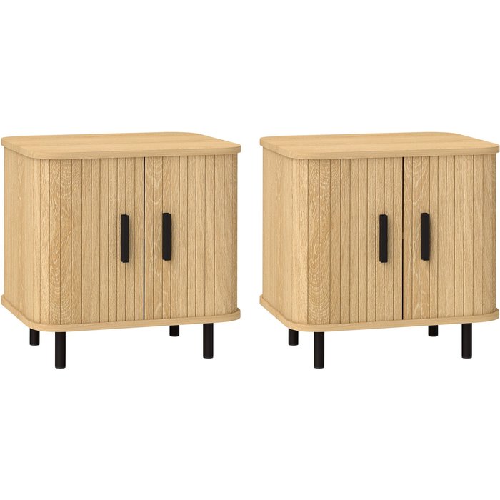 Mesitas de noche homcom mdf, melamina de madera roble 48x40x48 cm 831-822v81ak