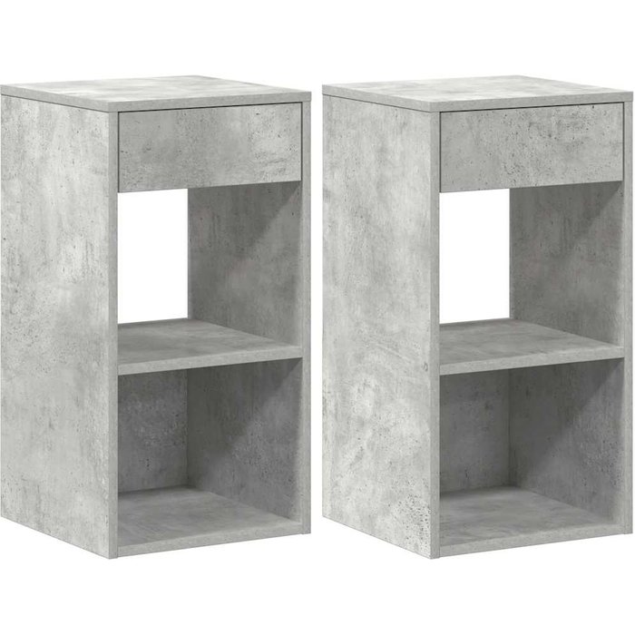 Mesillas de noche con cajón 2 uds gris hormigón 35x34x66,5 cm - comfortxl