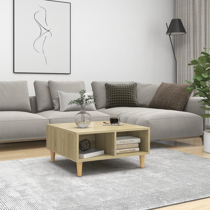 Mesa de centro sonoma de roble, 60x60x30 cm, madera de ingeniería.
