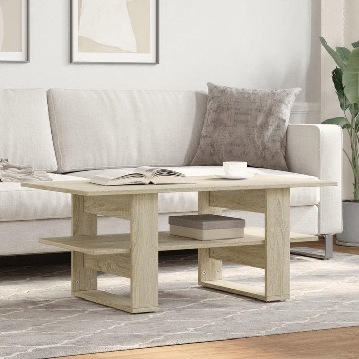 Mesa de centro sonoma de roble, 102x55x42 cm, madera de ingeniería.